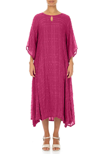 Robe superposée en soie fuchsia fluide