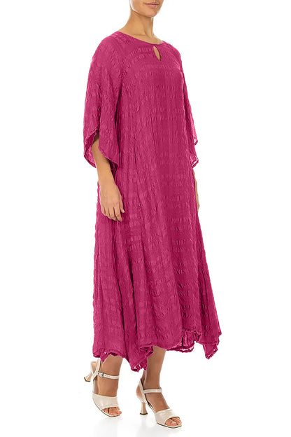 Robe superposée en soie fuchsia fluide