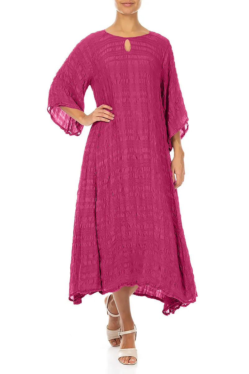 Robe superposée en soie fuchsia fluide