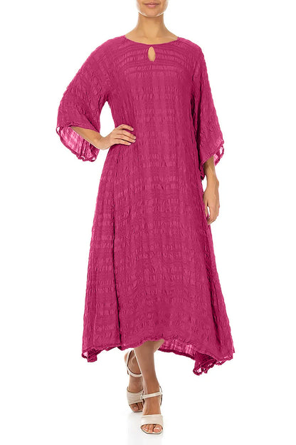 Robe superposée en soie fuchsia fluide