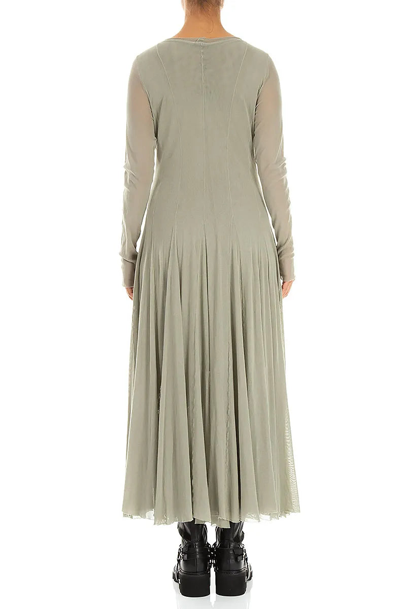 Flowing Olive Mesh Soft Cotton Dress 2