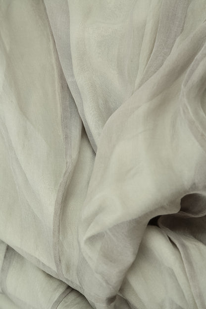 Flowing Olive Grey Silk Chiffon Dress