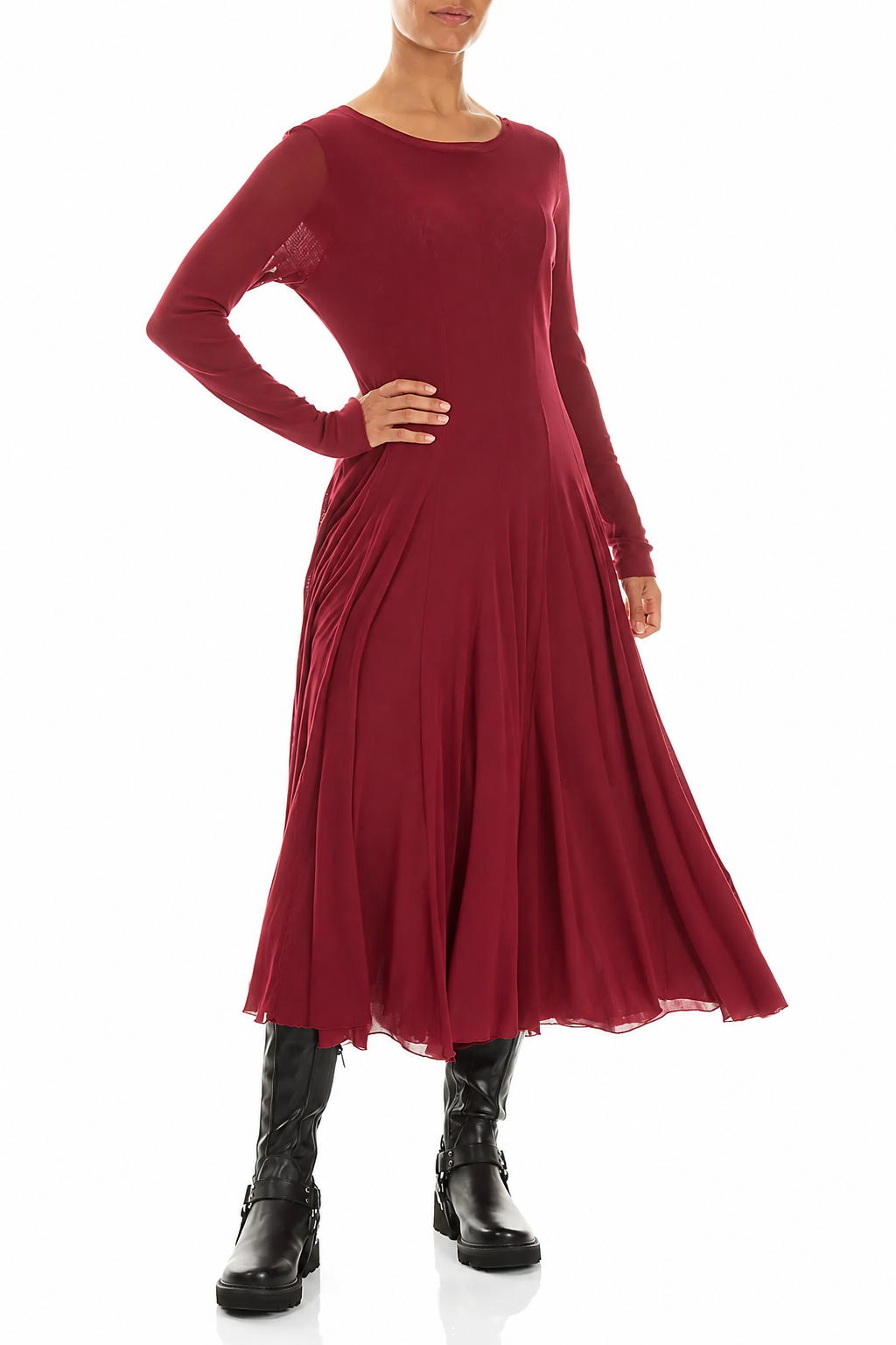 Flowing Ruby Mesh Soft Cotton Dress 4