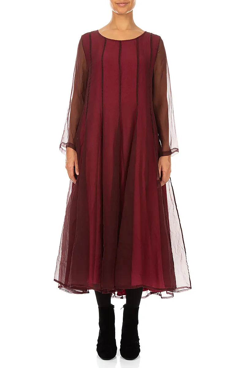 Flowing Ruby Silk Chiffon Dress