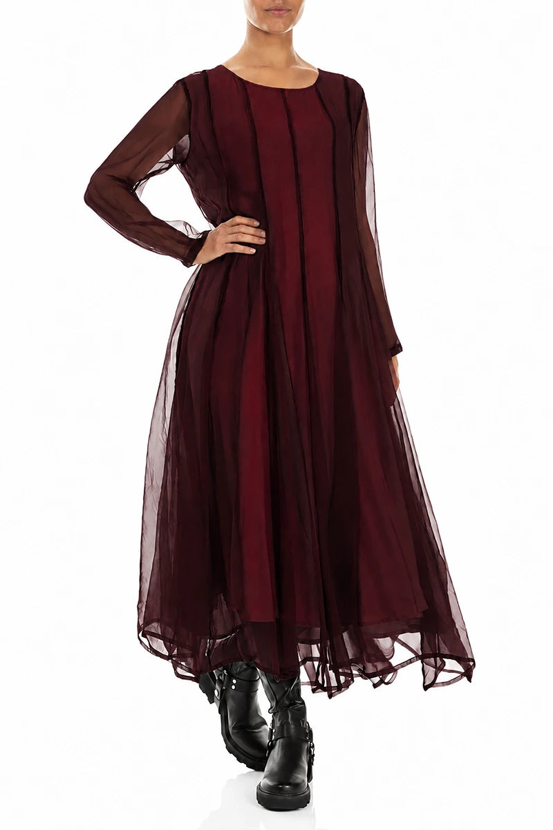 Flowing Ruby Silk Chiffon Dress 4
