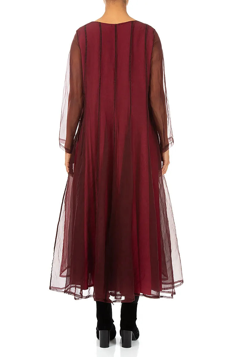 Flowing Ruby Silk Chiffon Dress