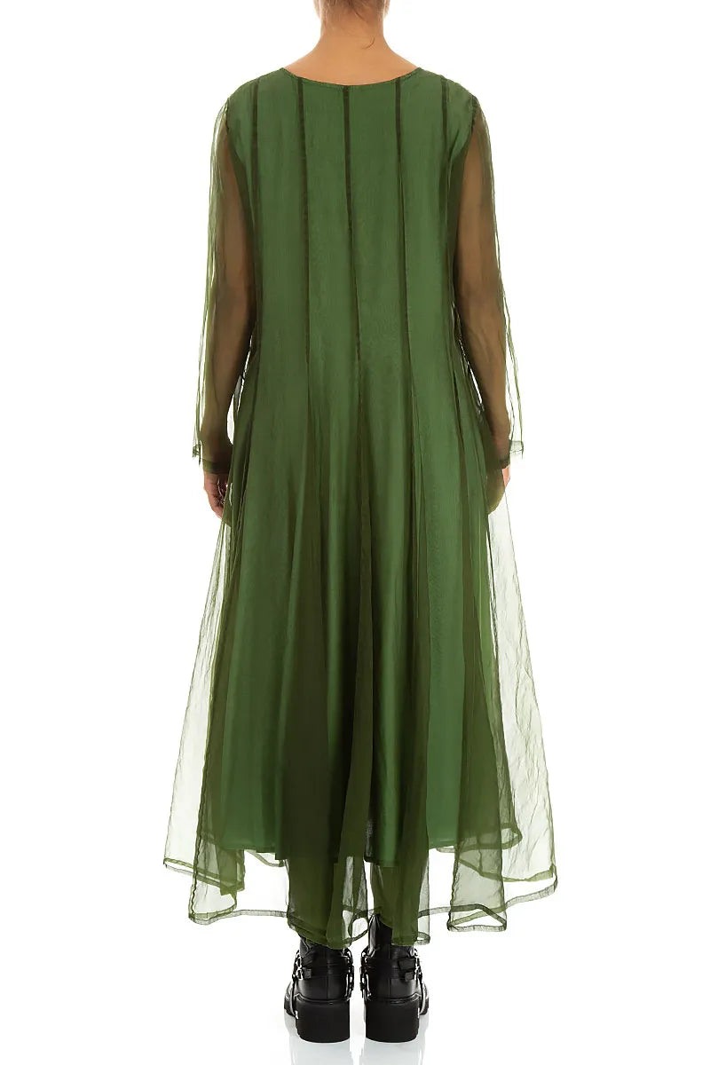 Flowing Shamrock Green Silk Chiffon Dress 3
