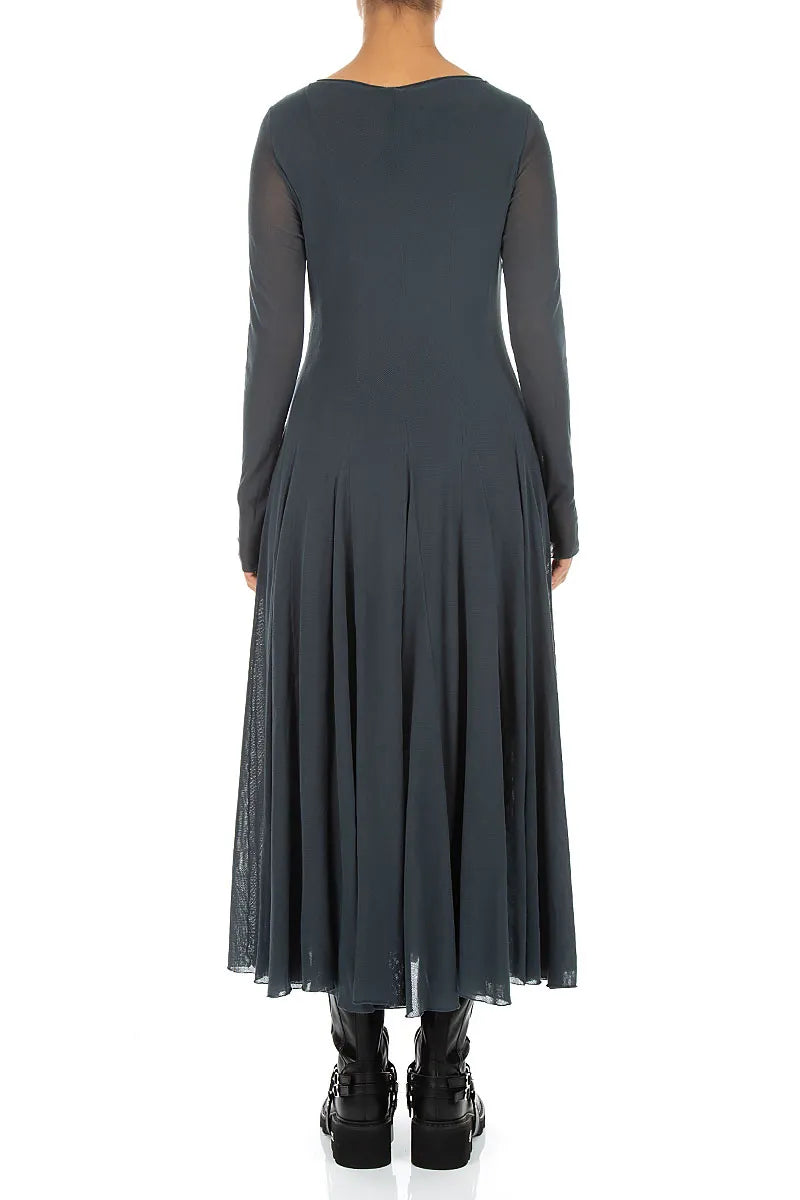 Flowing Slate Mesh Soft Cotton Dress 3