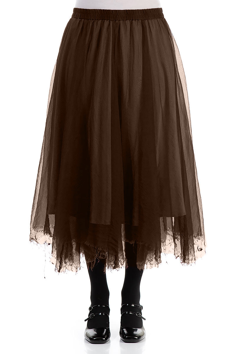 Flowy Aged Copper Silk Chiffon Skirt 1
