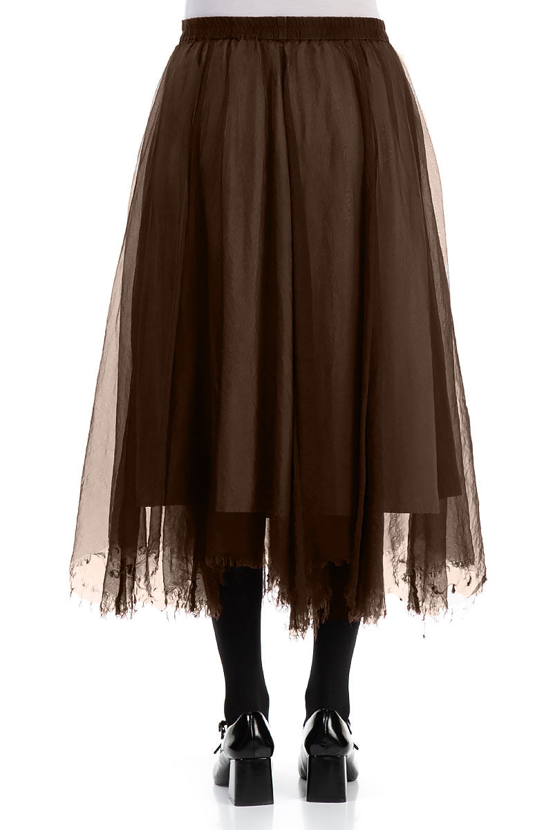 Flowy Aged Copper Silk Chiffon Skirt 2