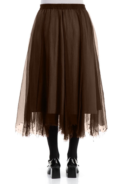 Flowy Aged Copper Silk Chiffon Skirt 2