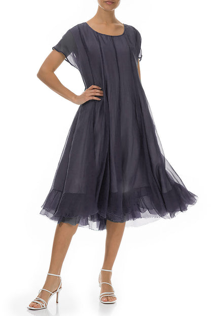 Flowy Amethyst Silk Chiffon Dress 3