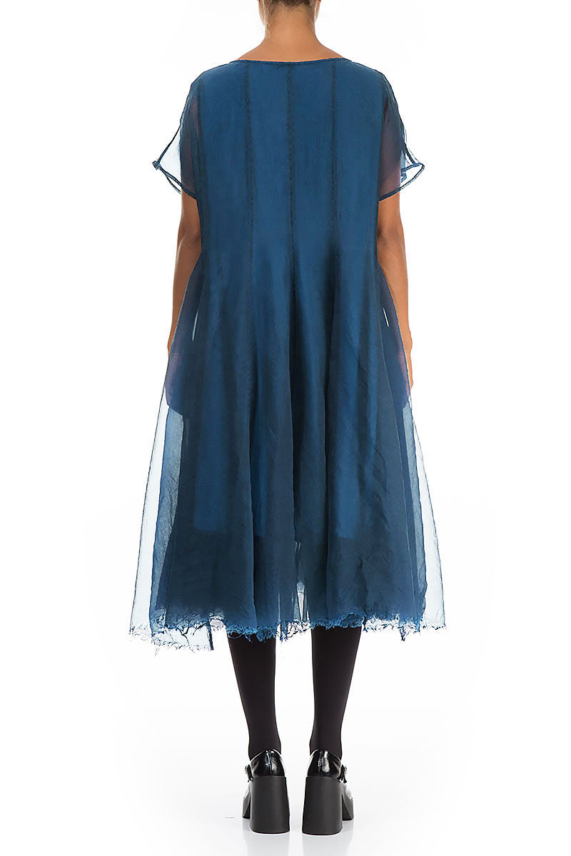 Flowy Azure Silk Chiffon Dress