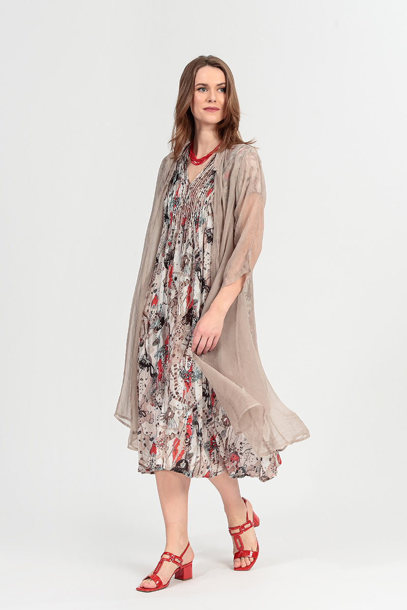 Flowy Beige Silk Chiffon Jacket 7