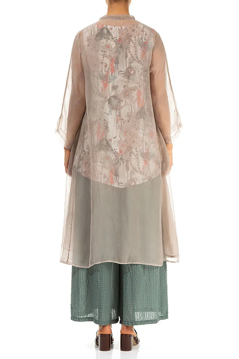 Flowy Beige Silk Chiffon Jacket 3