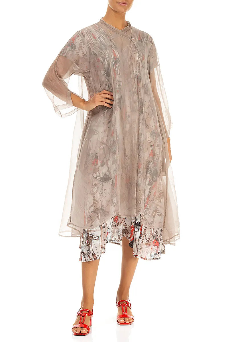 Flowy Beige Silk Chiffon Jacket 6