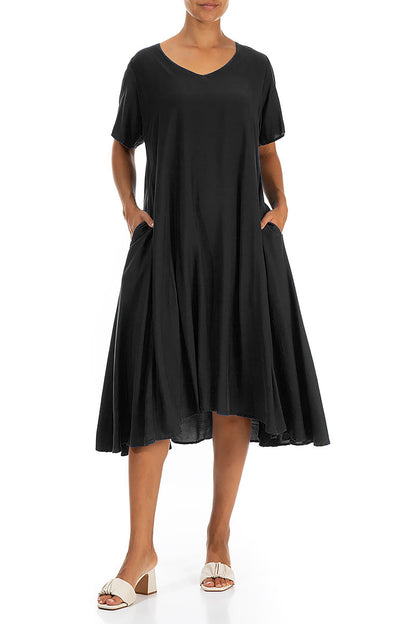 Flowy Black Silk Bamboo Dress