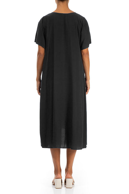 Flowy Black Silk Bamboo Dress