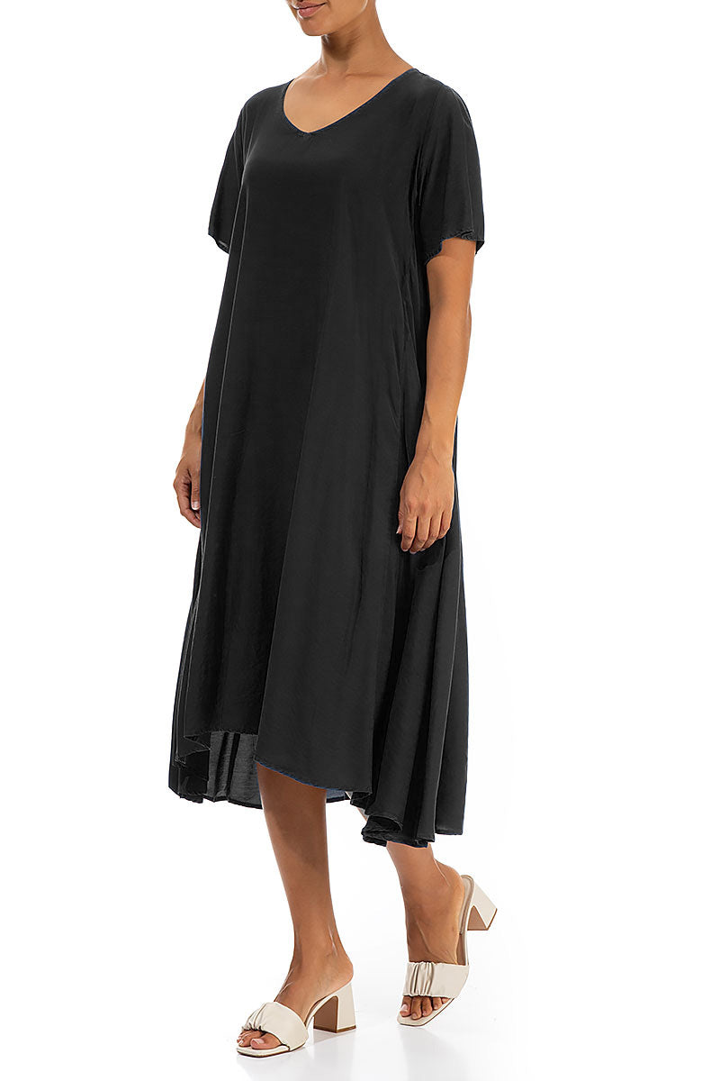 Flowy Black Silk Bamboo Dress