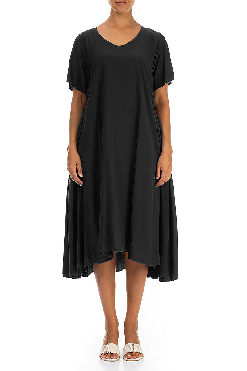 Flowy Black Silk Bamboo Dress