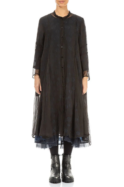 Flowy Black Silk Chiffon Jacket 2