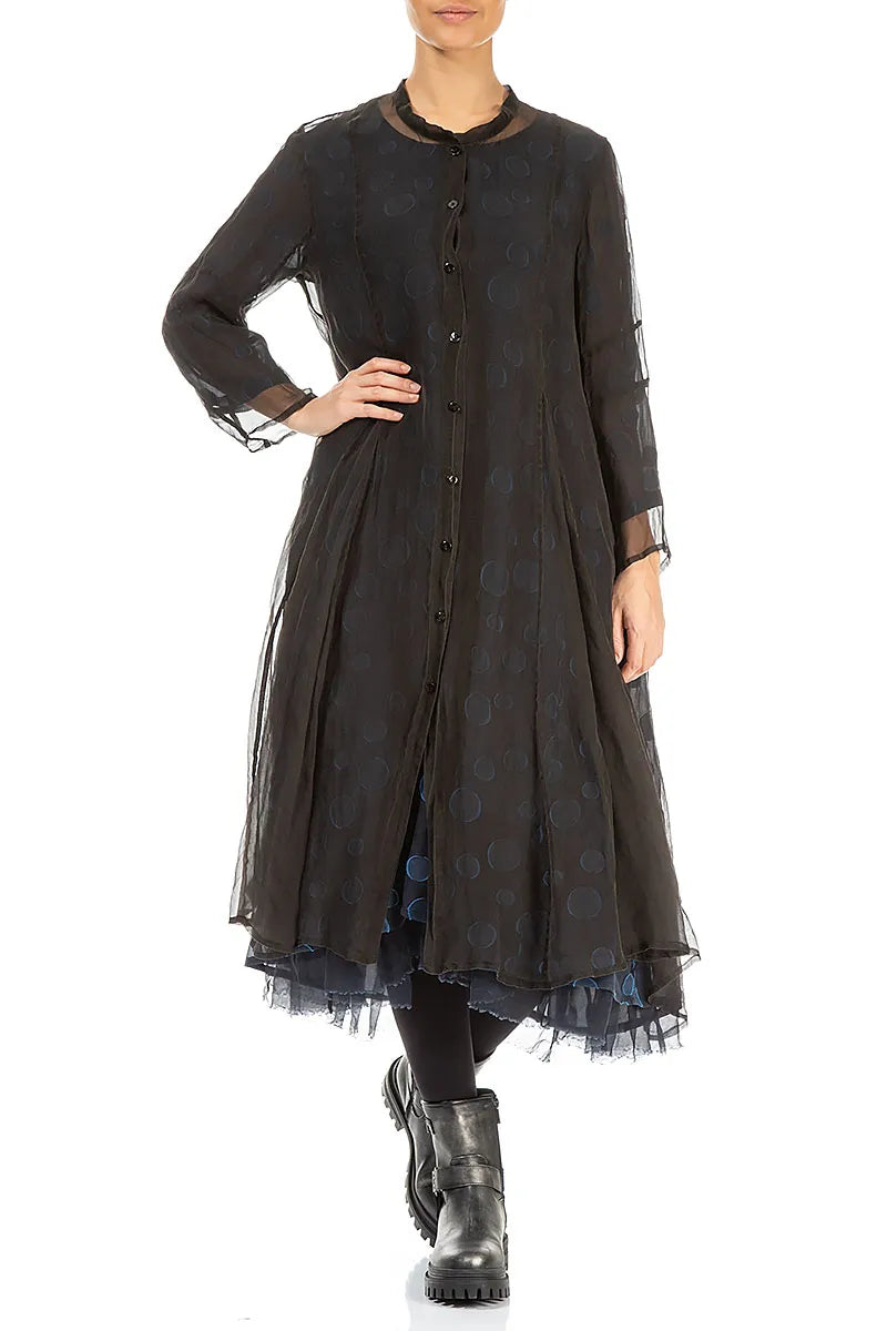 Flowy Black Silk Chiffon Jacket 5