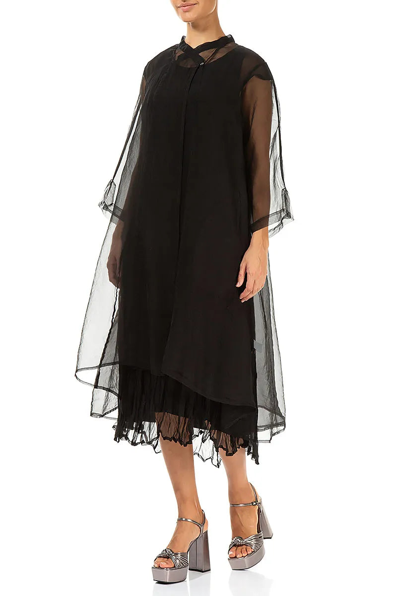 Flowy Black Silk Chiffon Jacket 3