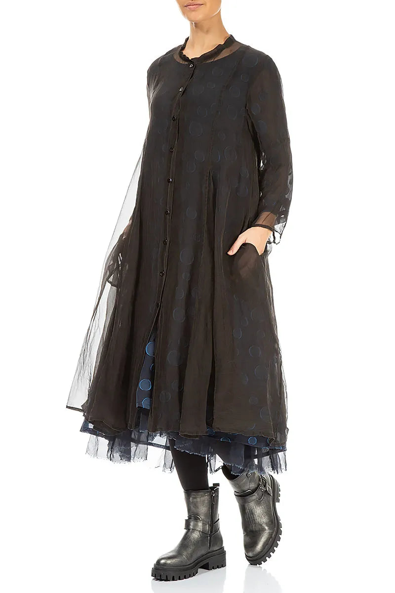 Flowy Black Silk Chiffon Jacket 4