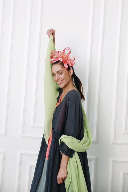 Flowy Buttoned Graphite Silk Cotton Jacket 6