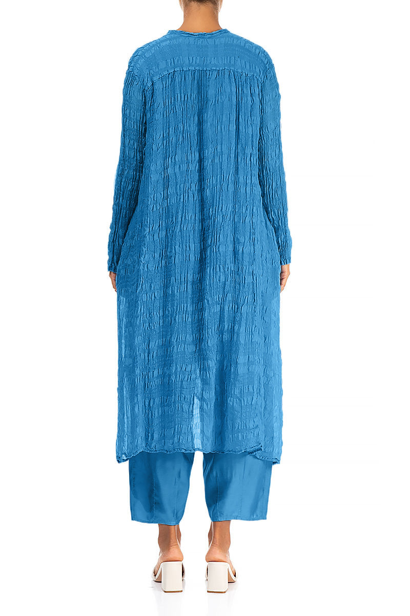 Flowy Cobalt Blue Light Silk Jacket 2