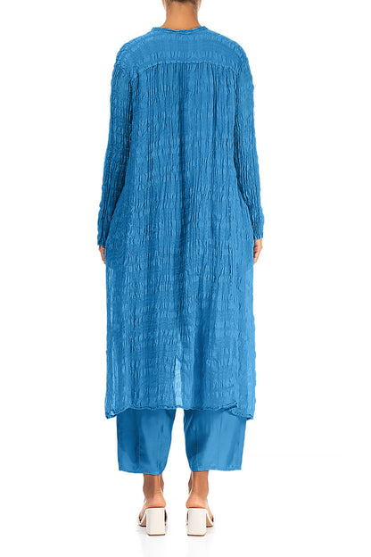 Flowy Cobalt Blue Light Silk Jacket 2