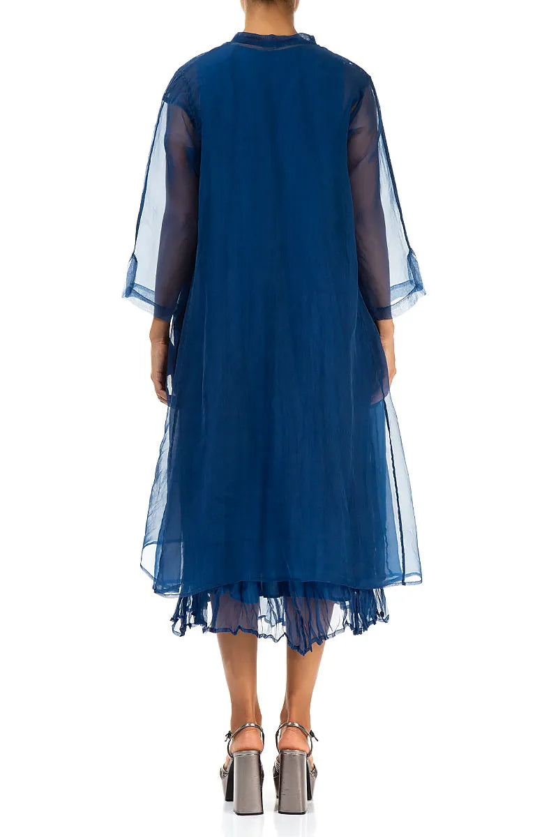 Flowy Cobalt Blue Silk Chiffon Jacket 2