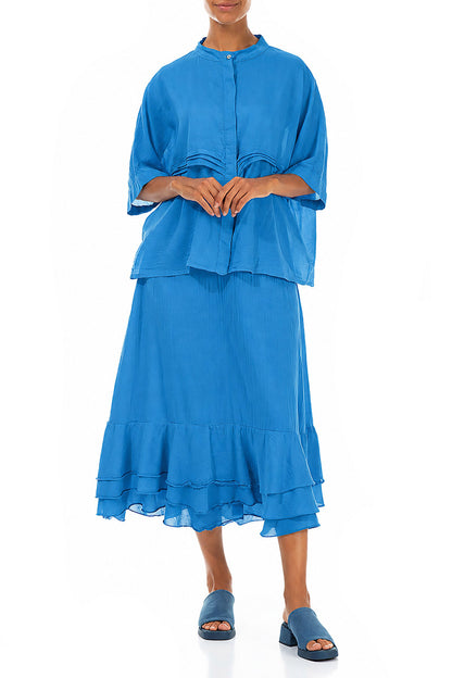 Flowy Cobalt Blue Silk Cotton Skirt