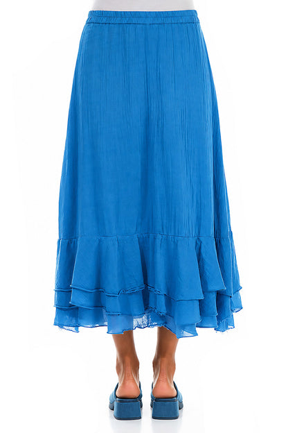 Flowy Cobalt Blue Silk Cotton Skirt