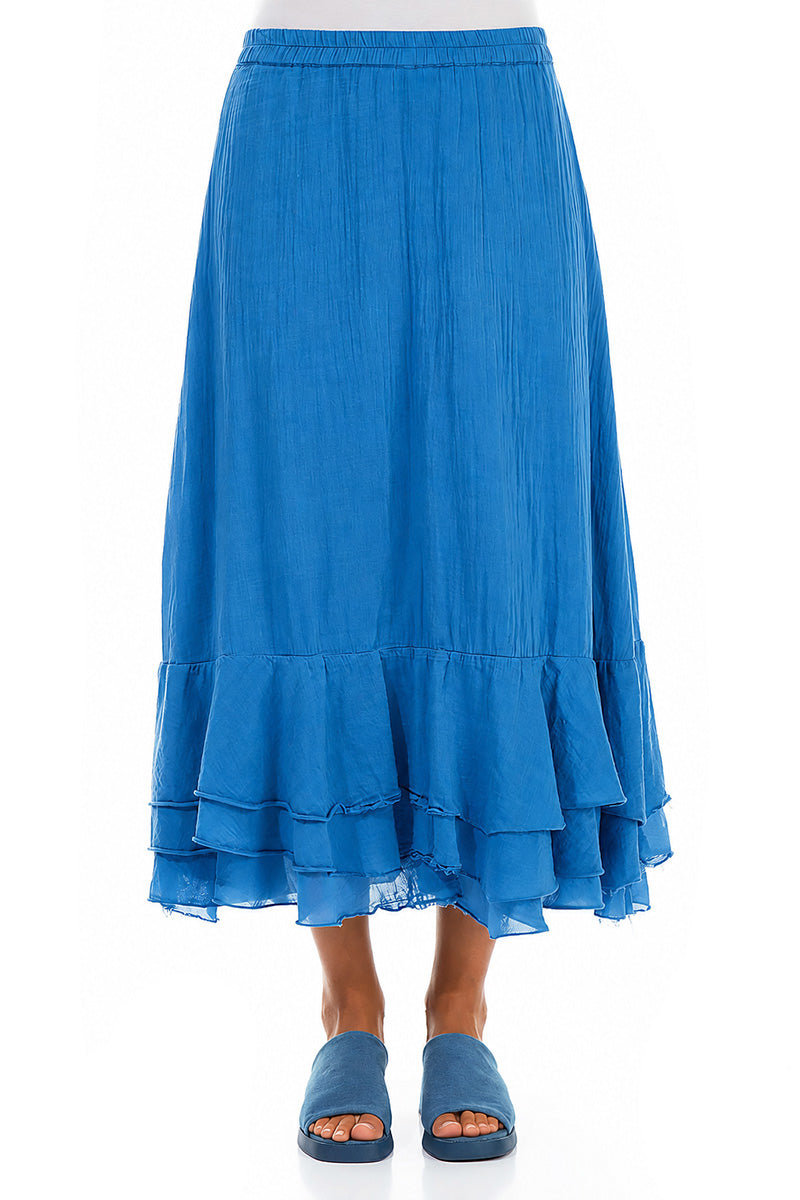 Flowy Cobalt Blue Silk Cotton Skirt