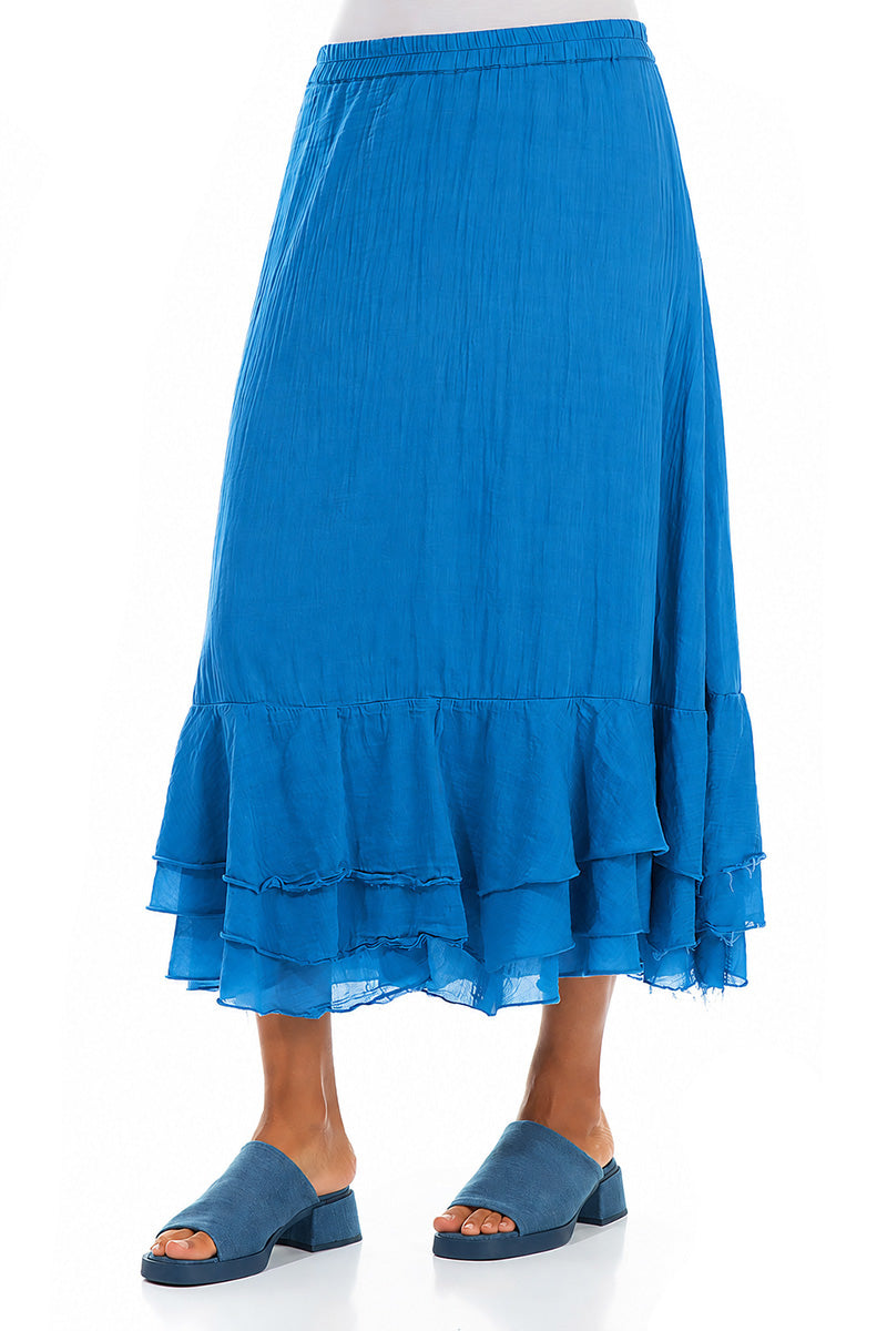 Flowy Cobalt Blue Silk Cotton Skirt