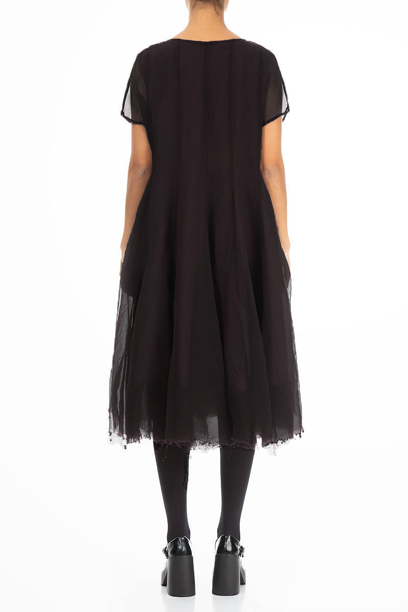 Flowy Dark Maroon Silk Chiffon Dress