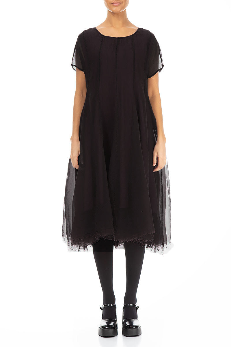 Flowy Dark Maroon Silk Chiffon Dress
