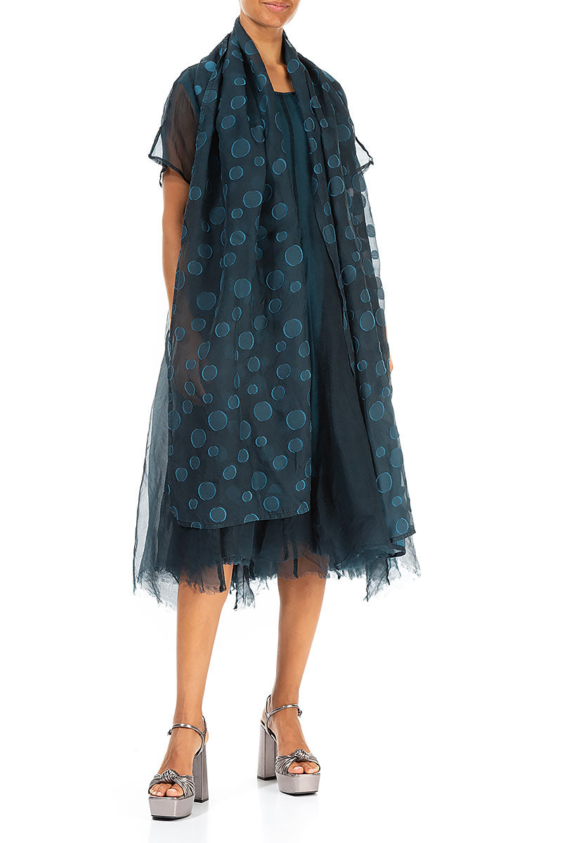 Flowy Dark Teal Silk Chiffon Dress