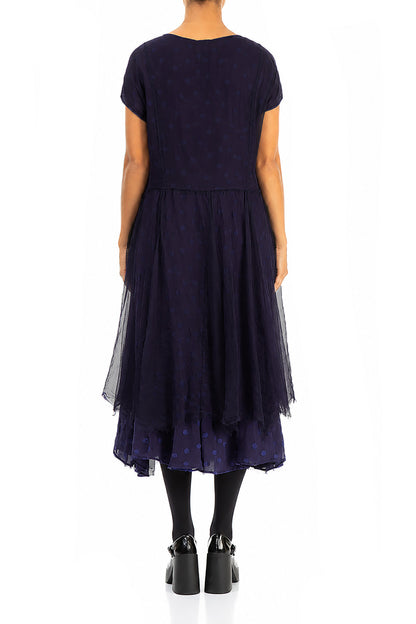 Flowy Dotty Royal Purple Silk Chiffon Dress 2