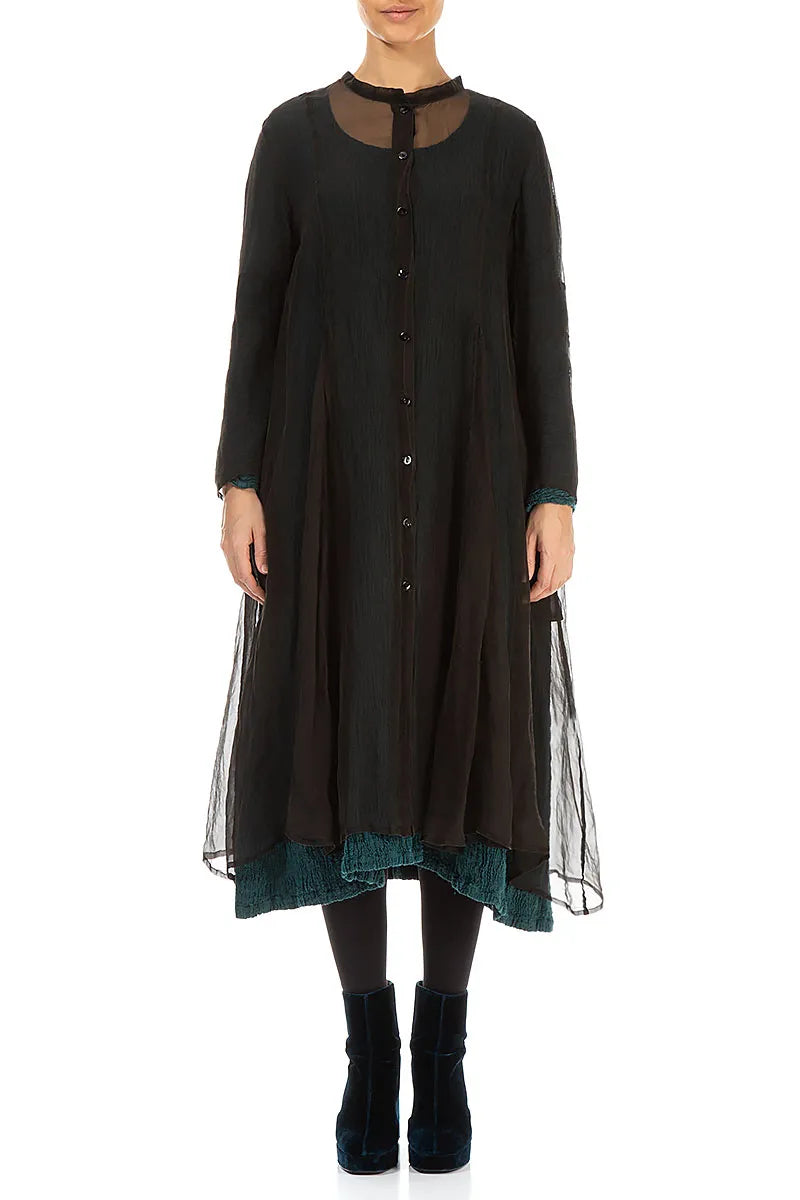 Flowy Forest Brown Silk Chiffon Jacket 1