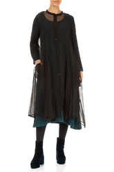 Flowy Forest Brown Silk Chiffon Jacket 4