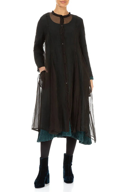 Flowy Forest Brown Silk Chiffon Jacket 4