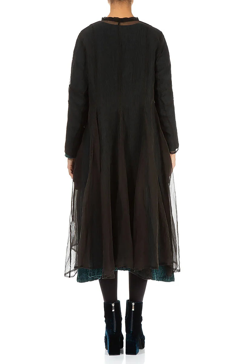 Flowy Forest Brown Silk Chiffon Jacket 2