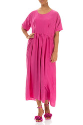 Flowy Fuchsia Pure Silk Dress 3
