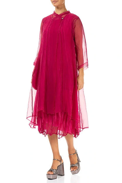 Flowy Fuchsia Silk Chiffon Jacket 3