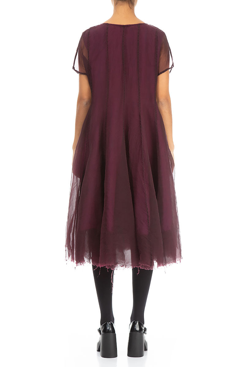 Flowy Magenta Silk Chiffon Dress 2