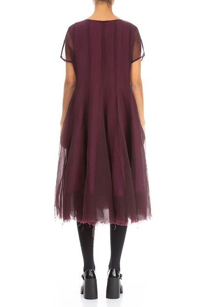 Flowy Magenta Silk Chiffon Dress 2