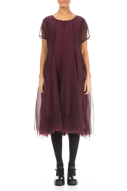 Flowy Magenta Silk Chiffon Dress 1