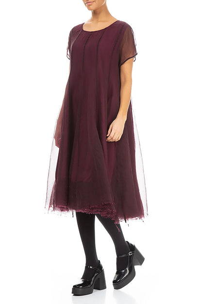 Flowy Magenta Silk Chiffon Dress 3